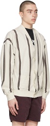Remi Relief Off-White & Navy Vertical Stripe Cardigan