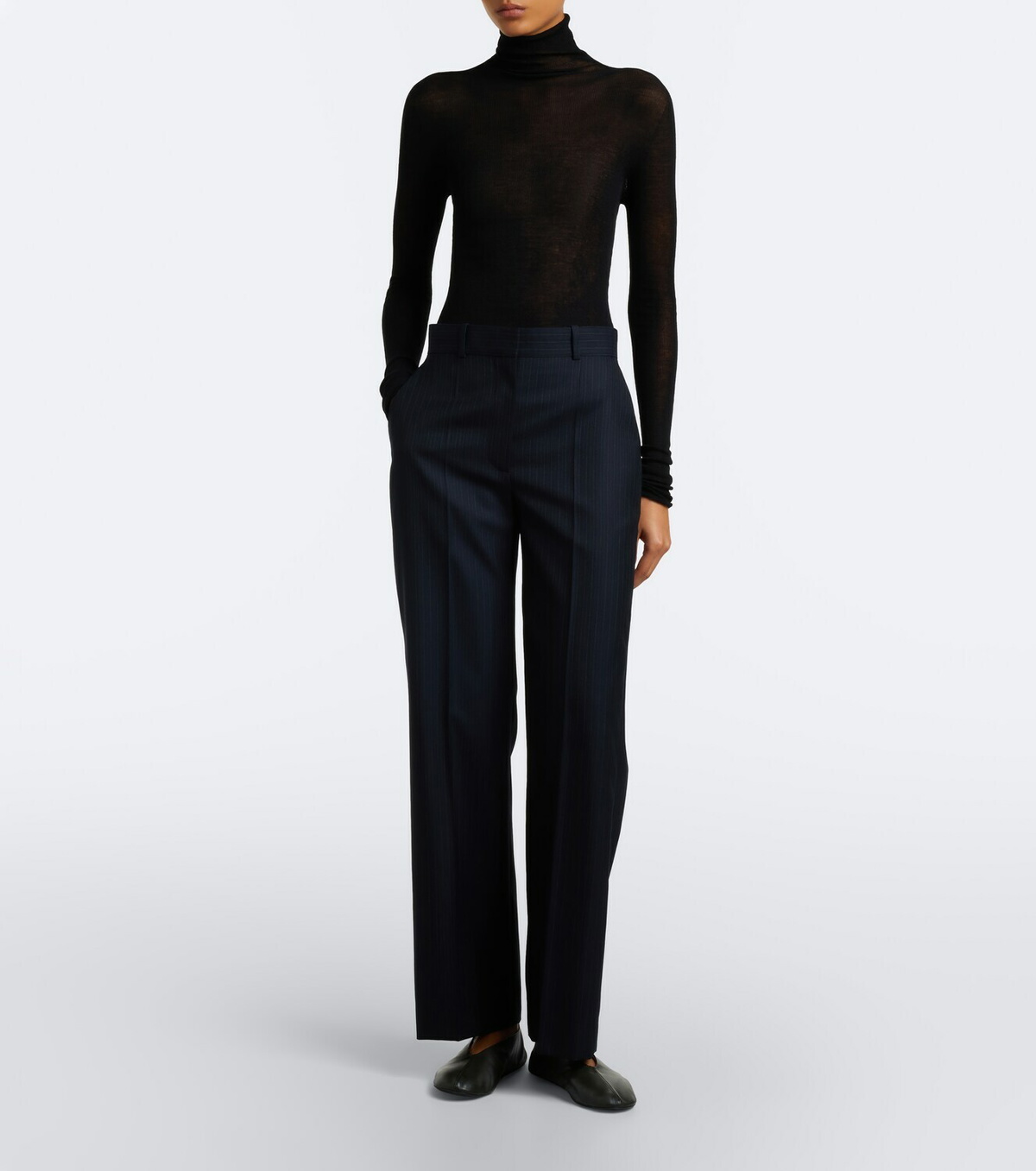 The Row Yda pinstripe wool straight pants