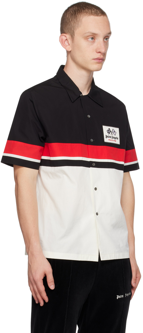 Palm Angels Off-White & Black MoneyGram Haas F1 Edition 'Racing' Bowling Shirt