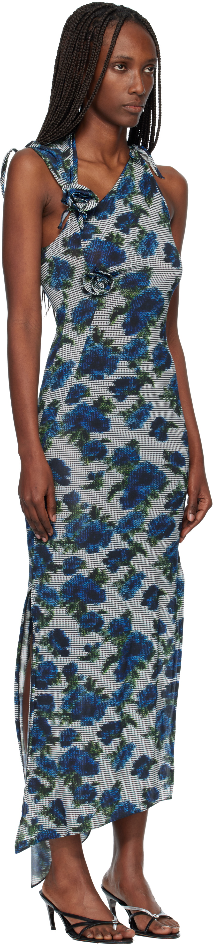 Coperni Navy Flower Midi Dress