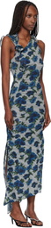 Coperni Navy Flower Midi Dress