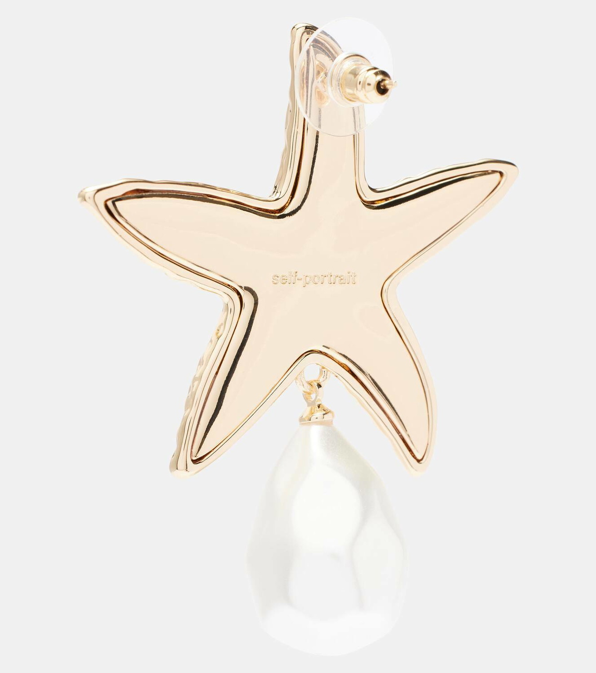 Self-Portrait Faux pearl-embellished gold-plated earrings