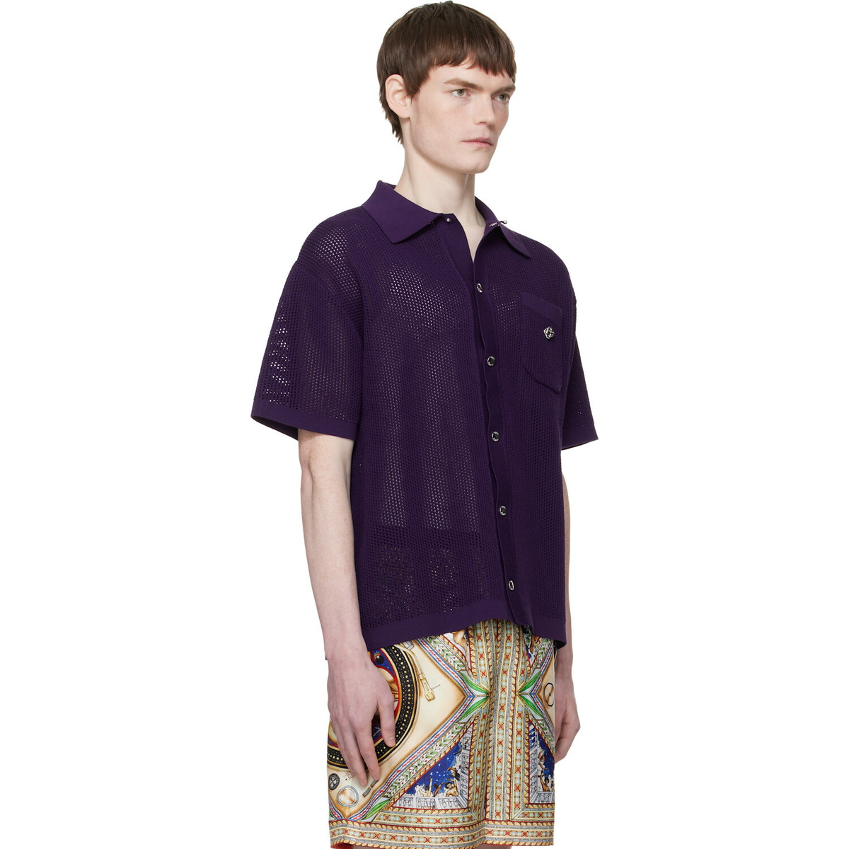 Casablanca Purple Short Sleeve Mesh Shirt