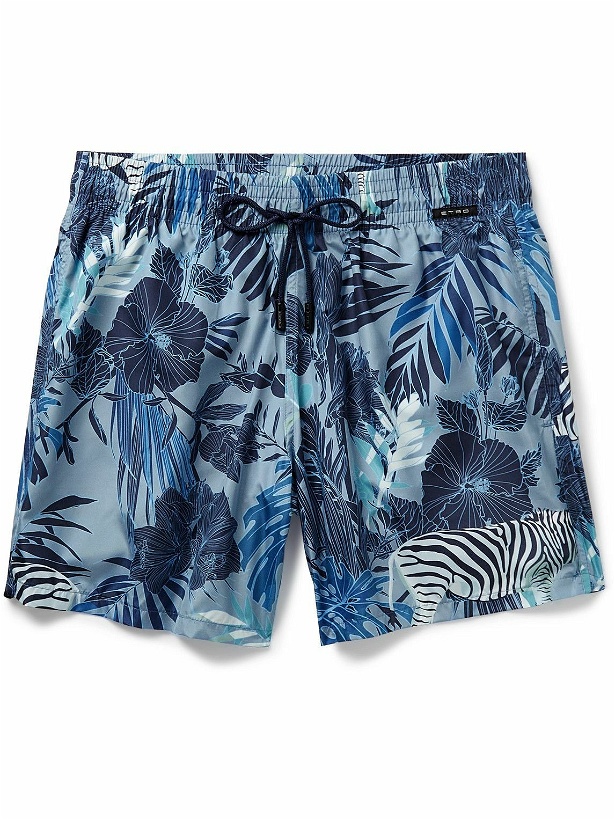 Photo: Etro - Slim-Fit Mid-Length Printed Swim Shorts - Blue