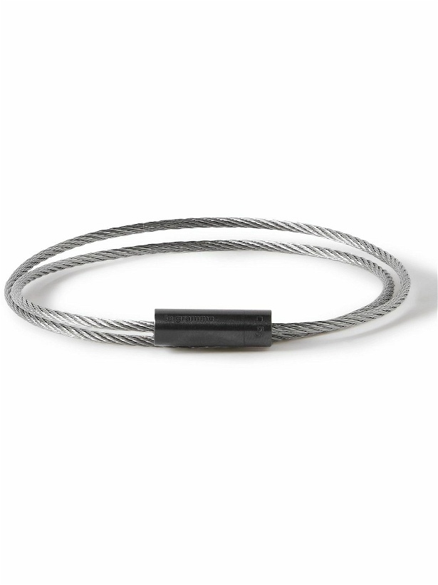 Photo: Le Gramme - 9g Recycled Black Sterling Silver and Ceramic Wrap Bracelet - Silver