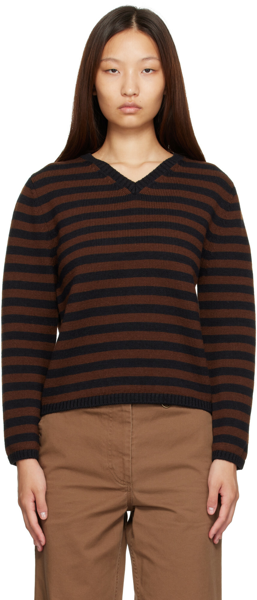 Nothing Written Brown Molly V-Neck Pullover Sweater