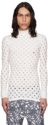 Maisie Wilen White Perforated Turtleneck