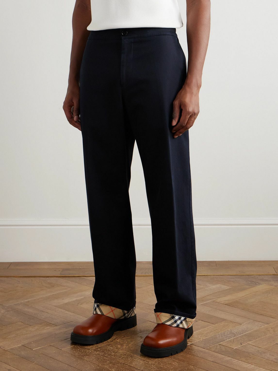Burberry - Straight-Leg Cotton-Twill Trousers - Blue