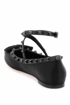 VALENTINO GARAVANI silk rockstud ballet flats Black