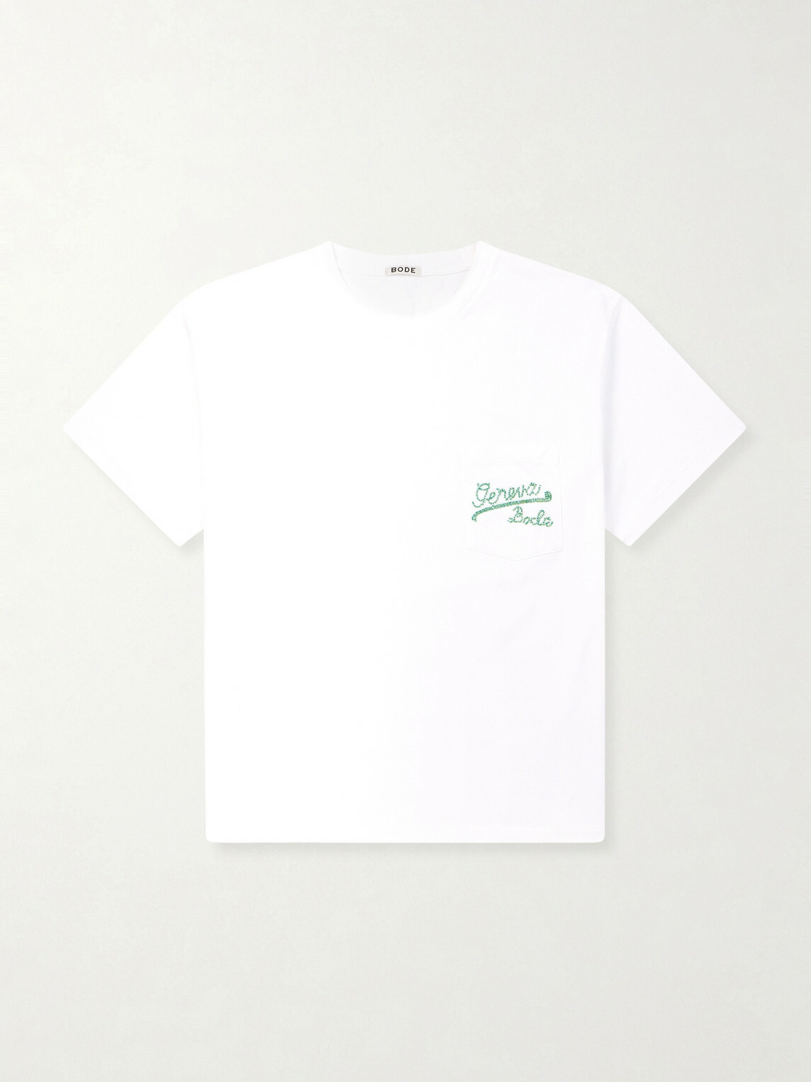 BODE - Geneva Bead-Embellished Cotton-Jersey T-Shirt - Neutrals