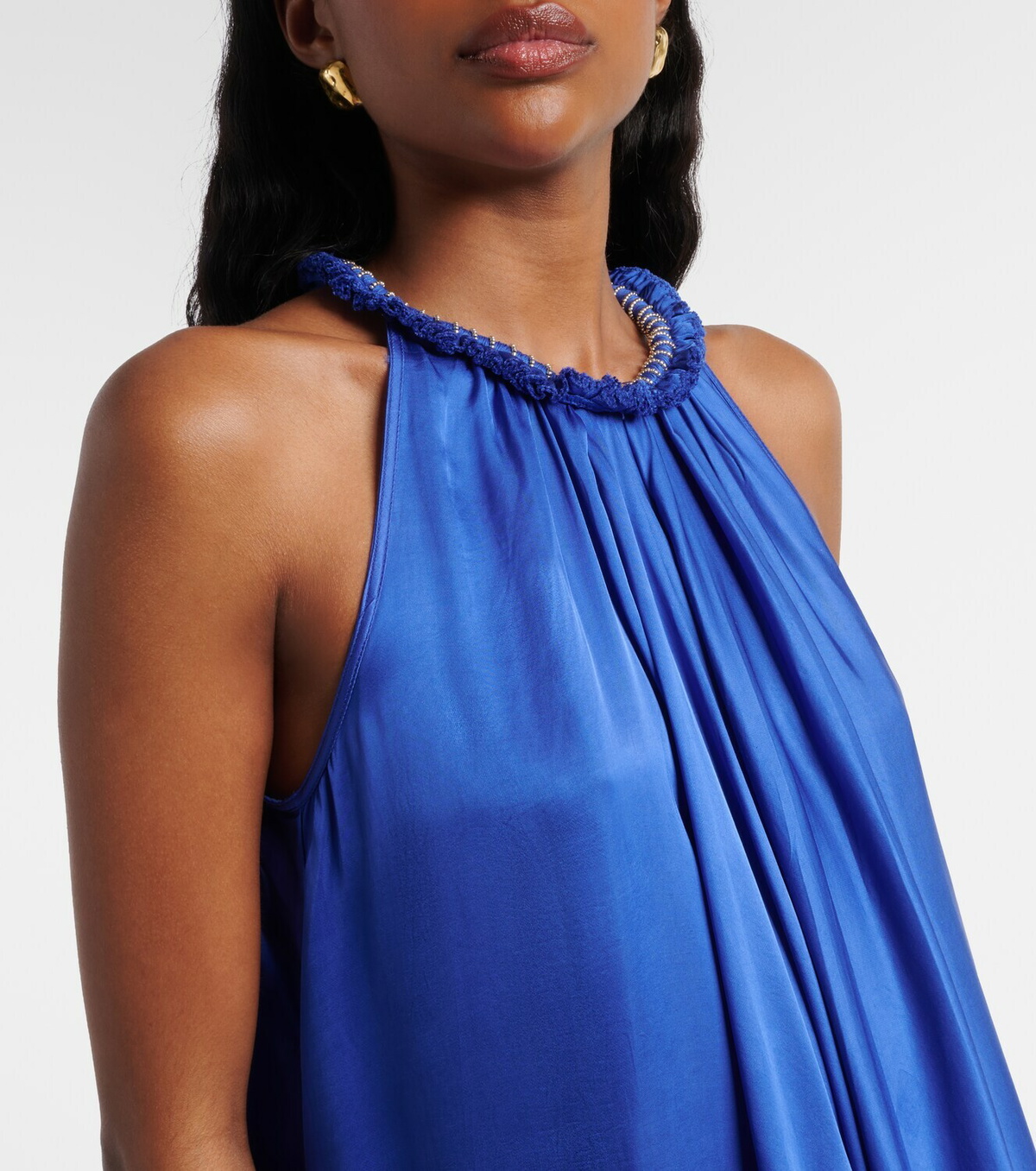Poupette St Barth Cleo embellished floral satin minidress