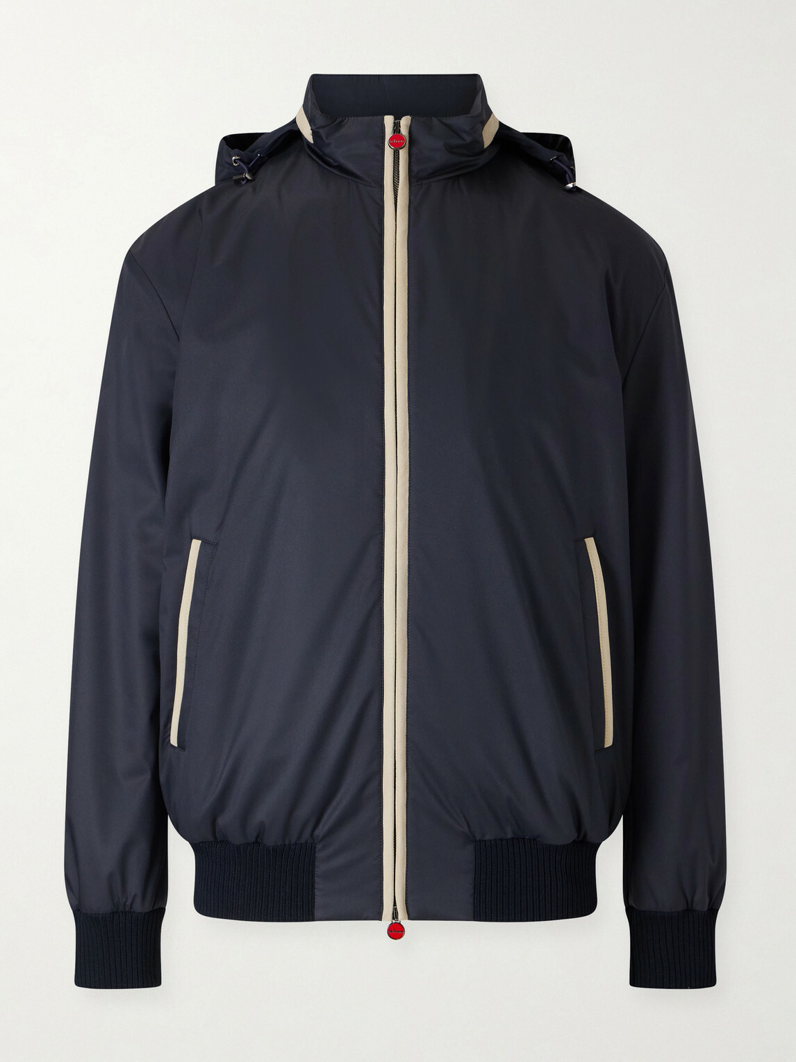 Kiton - Suede-Trimmed Shell Hooded Jacket - Blue