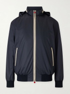 Kiton - Suede-Trimmed Shell Hooded Jacket - Blue