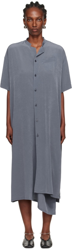 Photo: Y's Blue N-Half Sleeve Box Shirt Midi Dress
