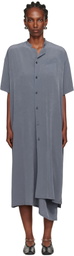 Y's Blue N-Half Sleeve Box Shirt Midi Dress