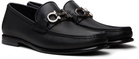 Ferragamo Black Gancini Buckle Loafers
