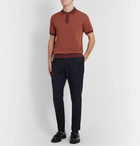 Mr P. - Slim-Fit Textured-Knit Cotton Polo Shirt - Orange