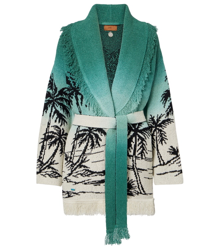 Photo: Alanui Wave Bloom fringed cotton-blend jacquard cardigan
