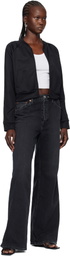 Re/Done Black Comfort Stretch High Rise Wide Leg Jeans