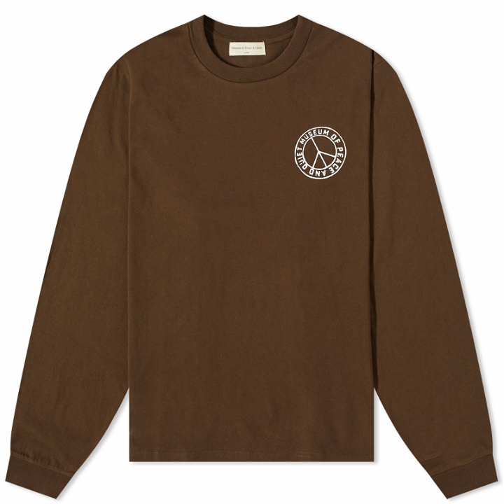 Photo: Museum of Peace and Quiet Men's Long Sleeve Badge T-Shirt in Brown