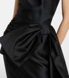 Shushu/Tong Bow-detail wool-blend satin midi dress