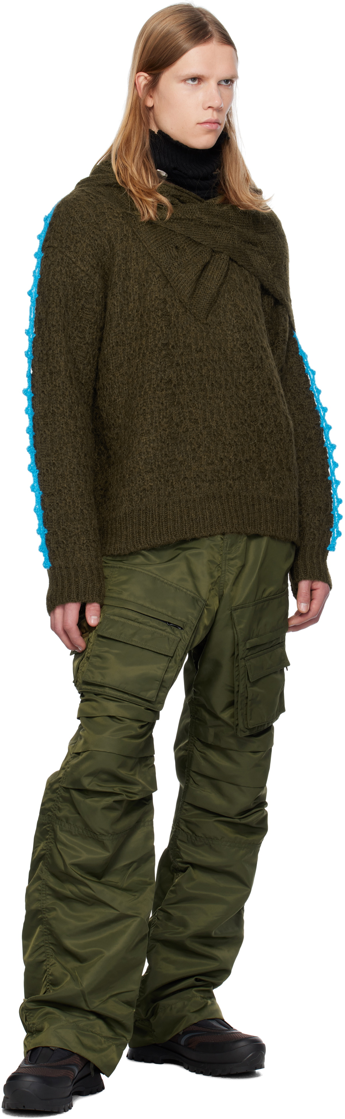 Andersson Bell Khaki Arelin Shawl Layered Sweater