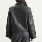 ST. Agni Women's Leather Minimal Jacket in Black