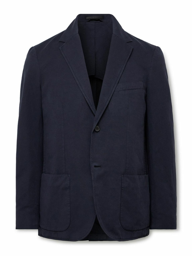 Photo: Sunspel - Unstructured Garment-Dyed Cotton and Linen-Blend Twill Blazer - Blue
