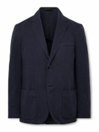 Sunspel - Unstructured Garment-Dyed Cotton and Linen-Blend Twill Blazer - Blue