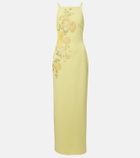 Elie Saab Embroidered halterneck cady maxi dress