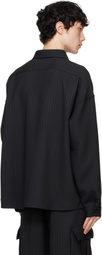 MISBHV Black Office Pinstripe Overshirt
