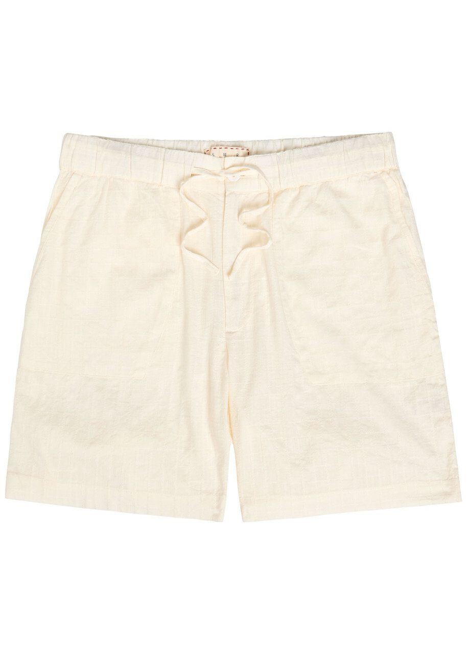 Smr Days Escubelle Embroidered Cotton-blend Shorts Ecru