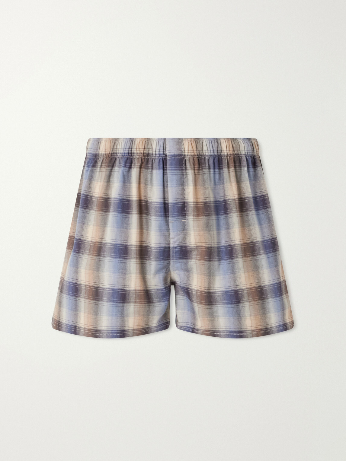 TEKLA - Auralee Checked Organic Cotton-Flannel Boxers - Blue