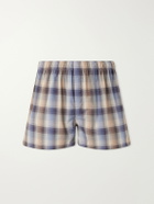 TEKLA - Auralee Checked Organic Cotton-Flannel Boxers - Blue