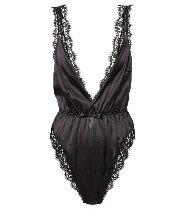 Photo: Dolce&Gabbana Lace-trimmed silk-blend satin bodysuit