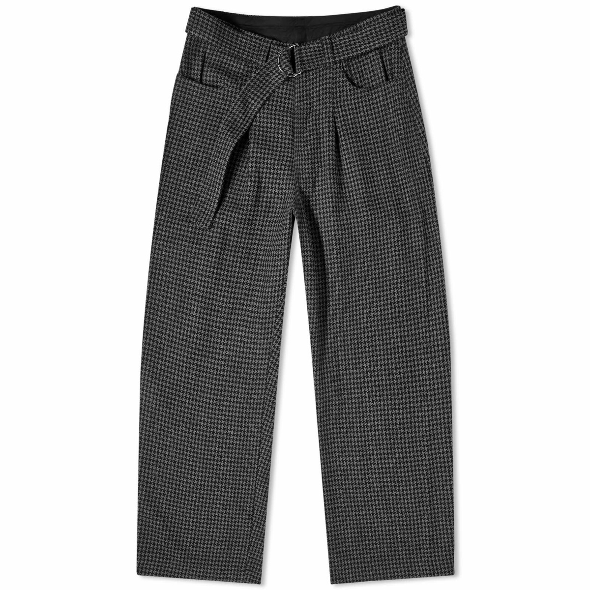 Nanushka Men's Ferre Houndstooth Pleat Pant in Grey/Black Nanushka