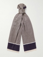SAINT LAURENT - Logo-Print Striped Silk-Satin Scarf