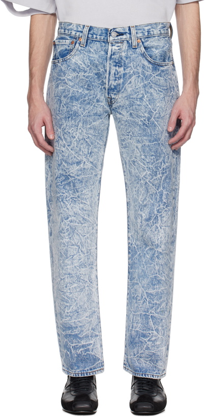Photo: Karmuel Young Blue Re-Edited Creased Washed Jeans