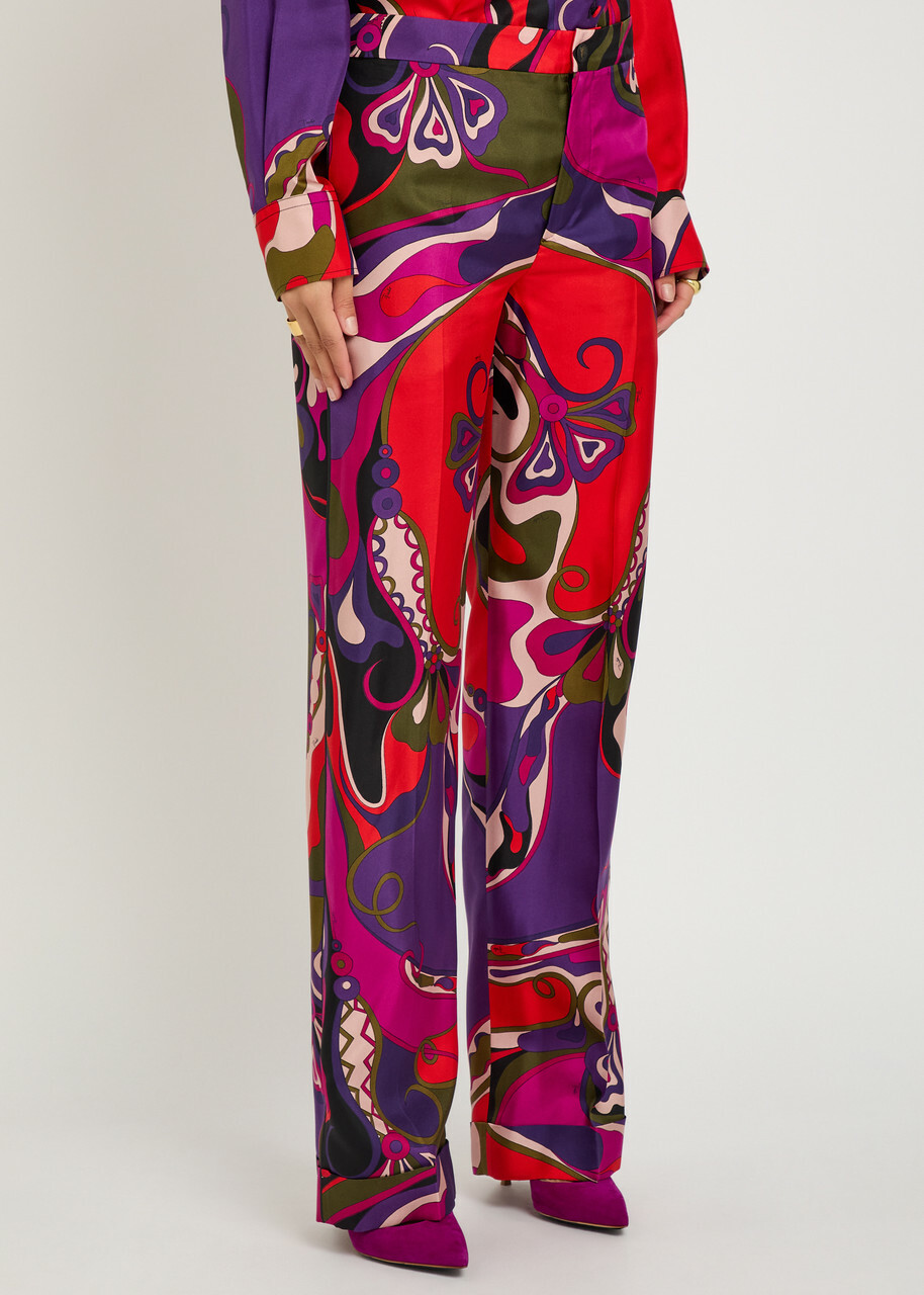Pucci Orchidee Printed Silk Trousers Multicoloured 1