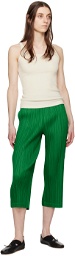 PLEATS PLEASE ISSEY MIYAKE Green Thicker Bottom 2 Trousers