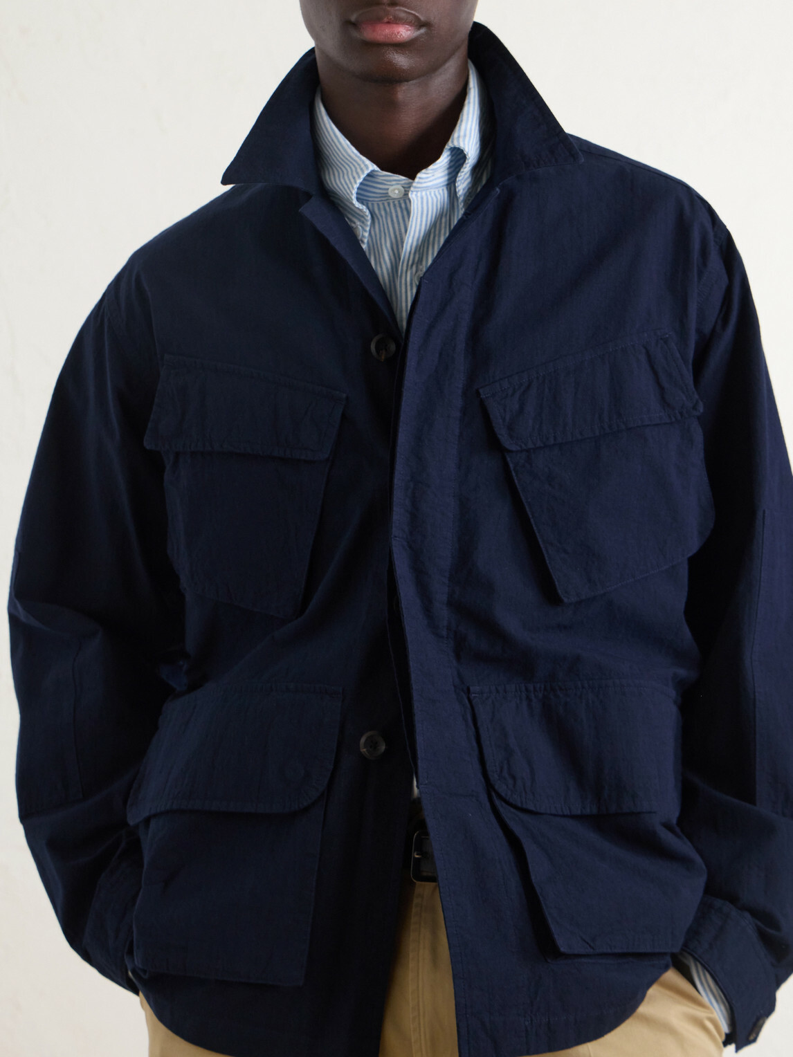 Drake's - Jungle Cotton-Ripstop Overshirt - Blue