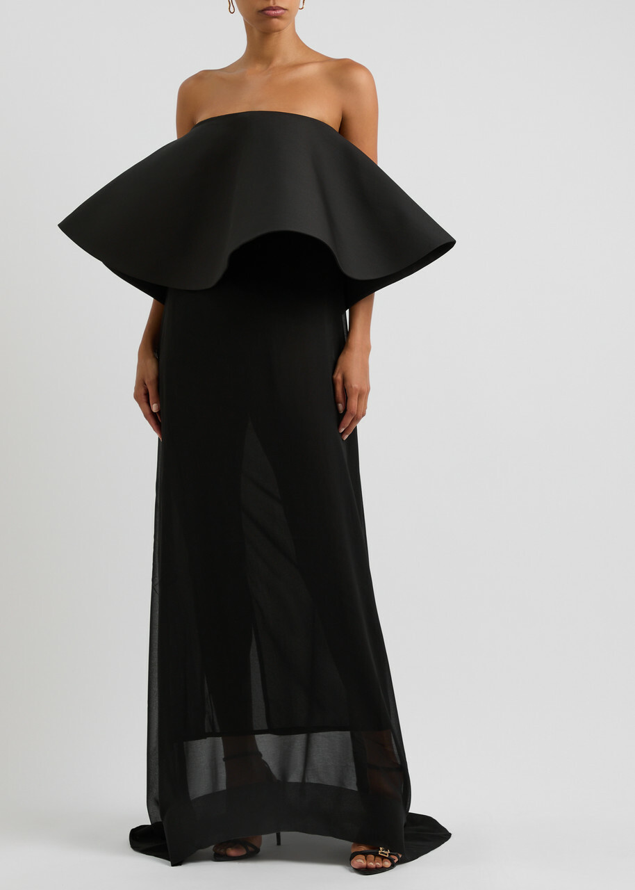 Jacquemus La Robe Vela Strapless Chiffon Gown Black Jacquemus