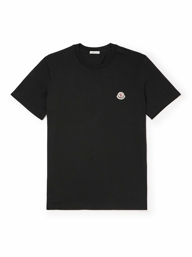 Photo: Moncler - Three-Pack Logo-Appliquéd Cotton-Jersey T-Shirts - Black