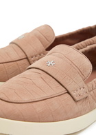 Tory Burch Ballet Sport Embossed Nubuck Loafers Beige