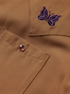 Needles - Convertible-Collar Logo-Embroidered Twill Shirt - Brown