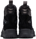 Versace Black Greca Print Lace-Up Boots