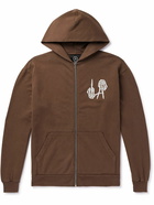 Local Authority LA - LA Bones Printed Cotton-Jersey Zip-Up Hoodie - Brown