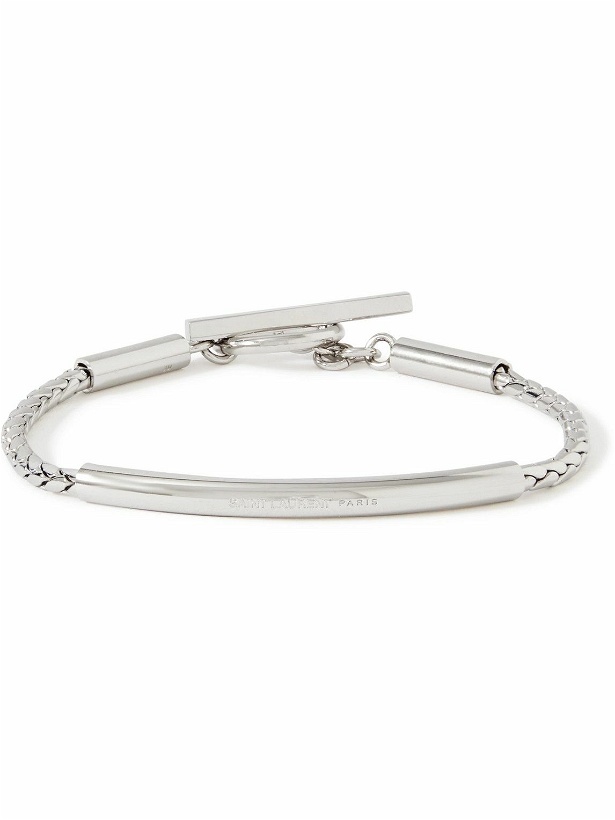 Photo: SAINT LAURENT - Logo-Engraved Silver-Tone Chain Bracelet - Silver