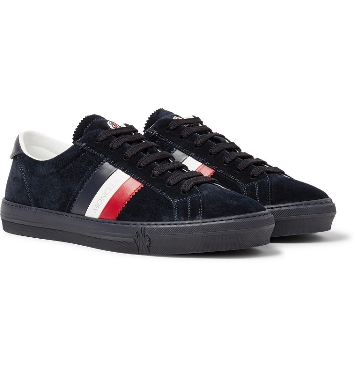 Photo: Moncler - New Monaco Leather and Suede Sneakers - Blue