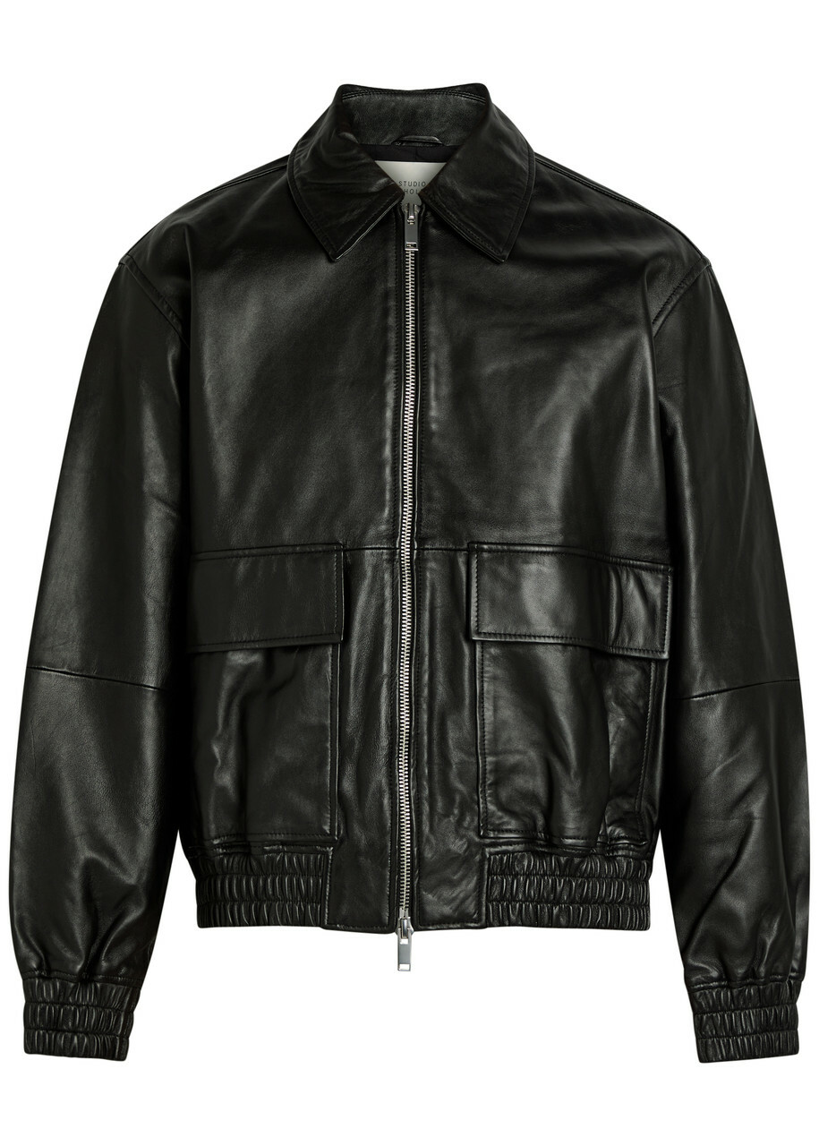 Studio Nicholson Piston Leather Jacket Black